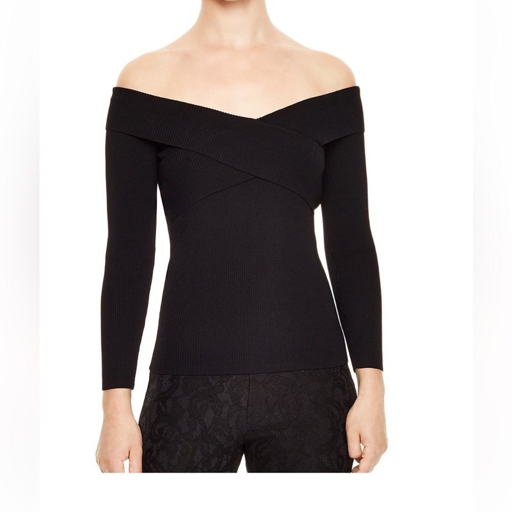Sandro Jova Off the Shoulder knit Black Sweater Size 1 (small) - Picture 1 of 7